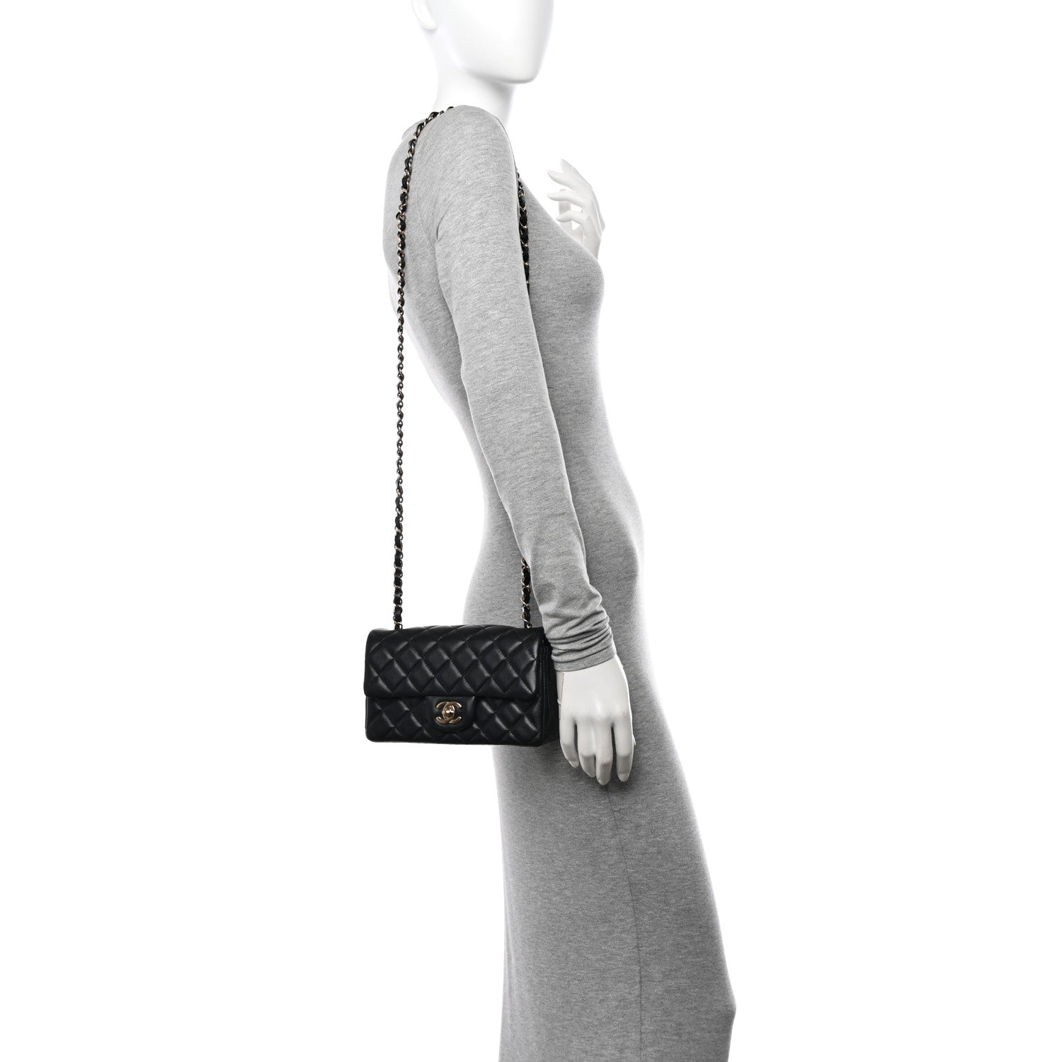Chanel Lambskin Quilted Mini Rectangular Flap Black 2 of 11