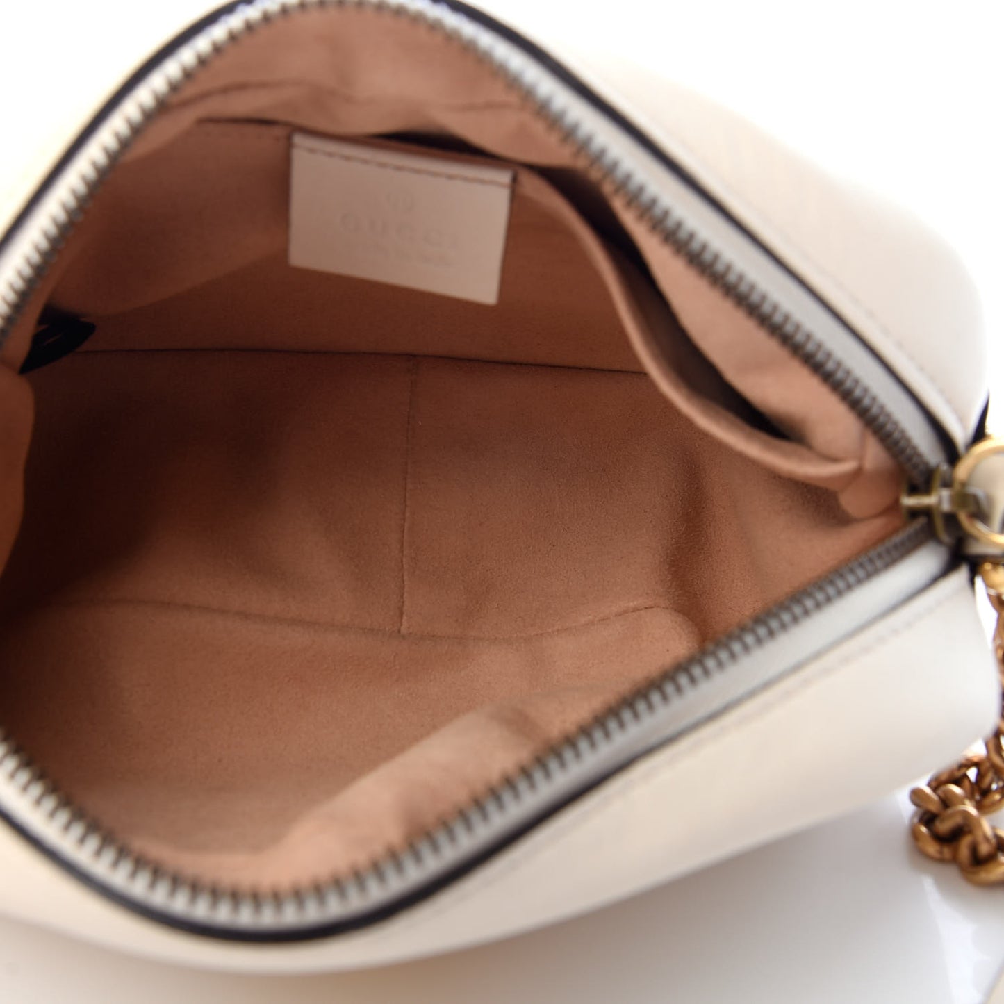Calfskin Matelasse Mini GG Marmont Chain Shoulder Bag White