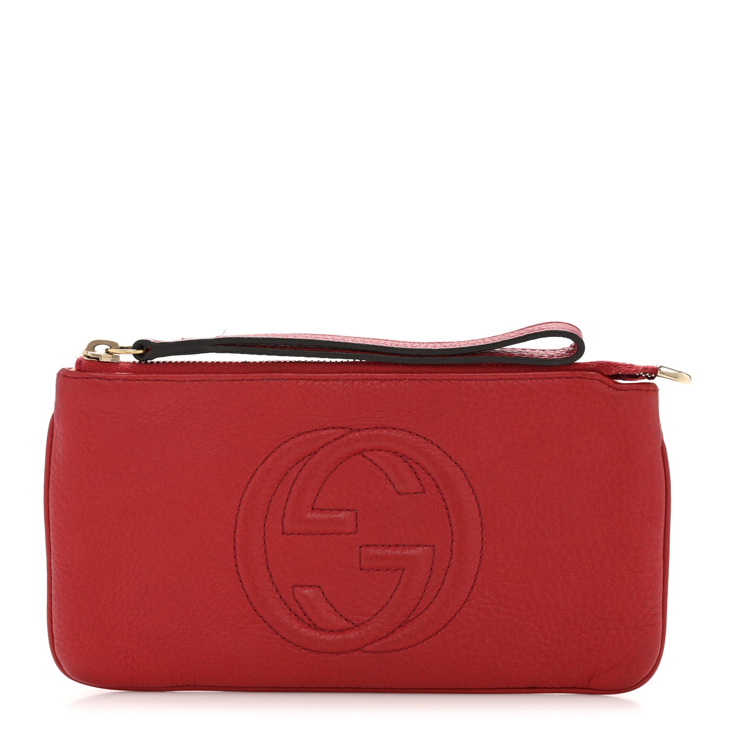 Gucci Pebbled Calfskin Soho Wristlet Vibrant Red 1 of 10