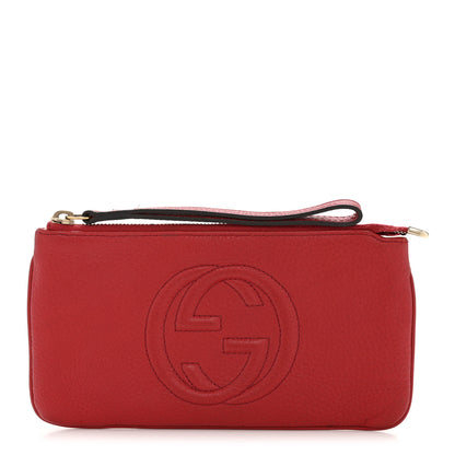 Gucci Pebbled Calfskin Soho Wristlet Vibrant Red 1 of 10