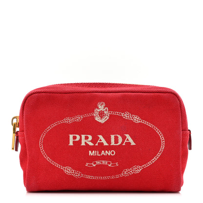 Prada Canvas Canapa Logo Pouch Rosso 1 of 9