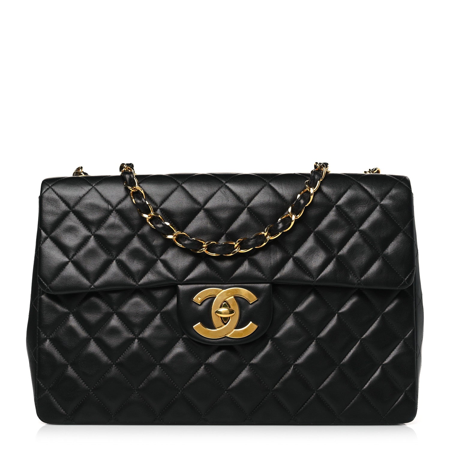 Chanel Lambskin Quilted XL Jumbo Single Flap Black 1 of 9