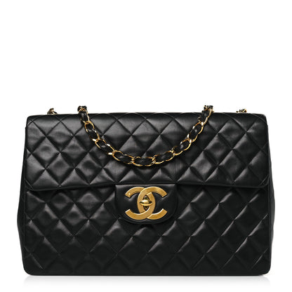 Chanel Lambskin Quilted XL Jumbo Single Flap Black 1 of 9