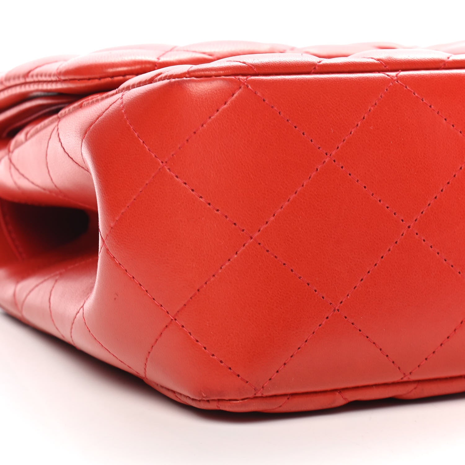 Chanel Lambskin Quilted Jumbo Double Flap Red 8 of 9