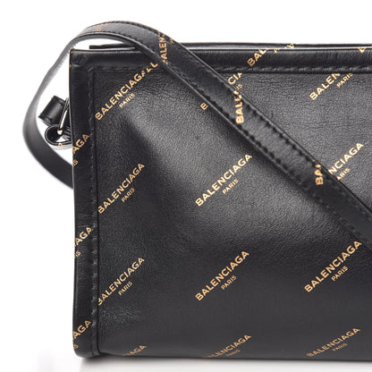 Balenciaga Calfskin Allover Logo Bazar Pochette Crossbody Black Gold 8 of 11