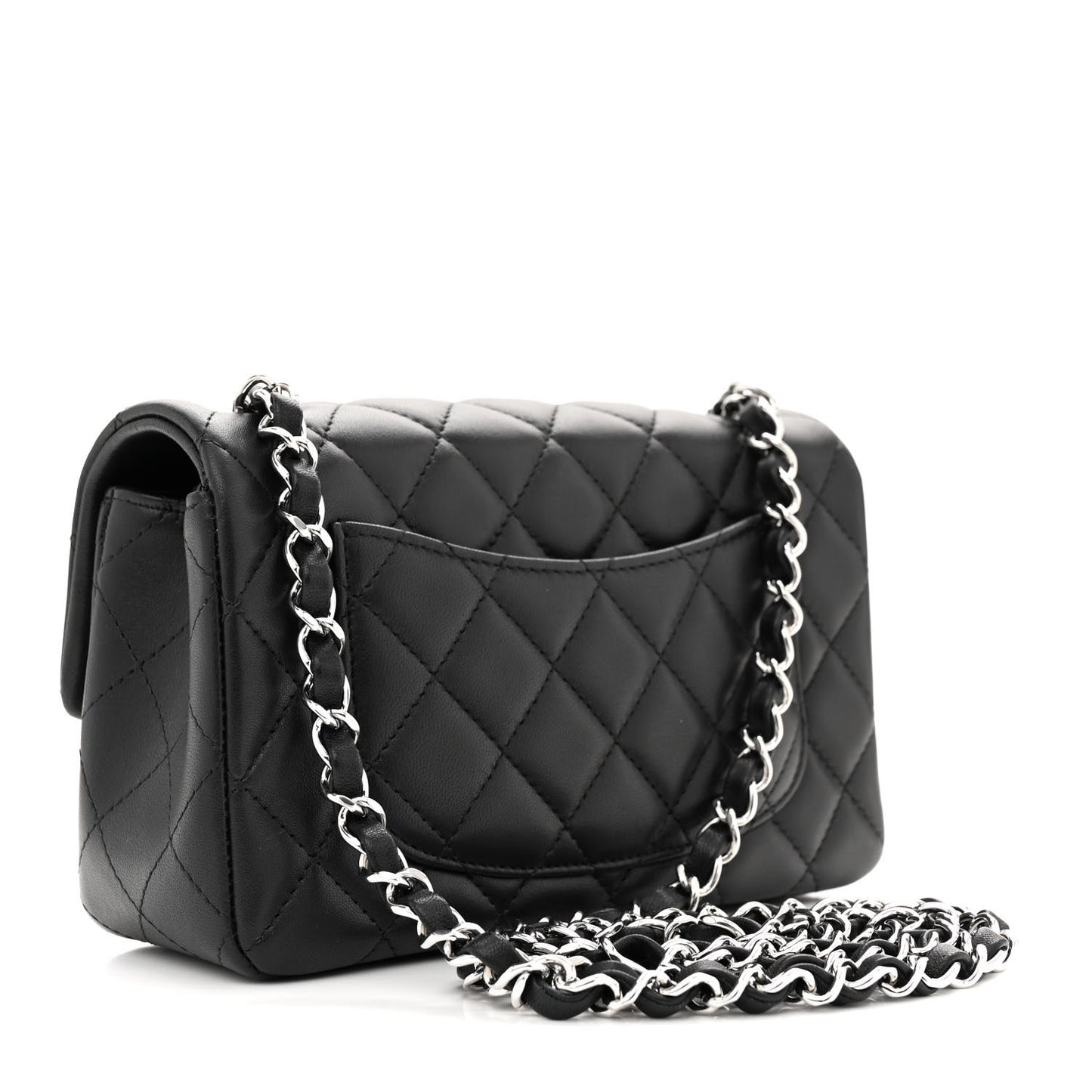 Lambskin Quilted Mini Rectangular Flap Black