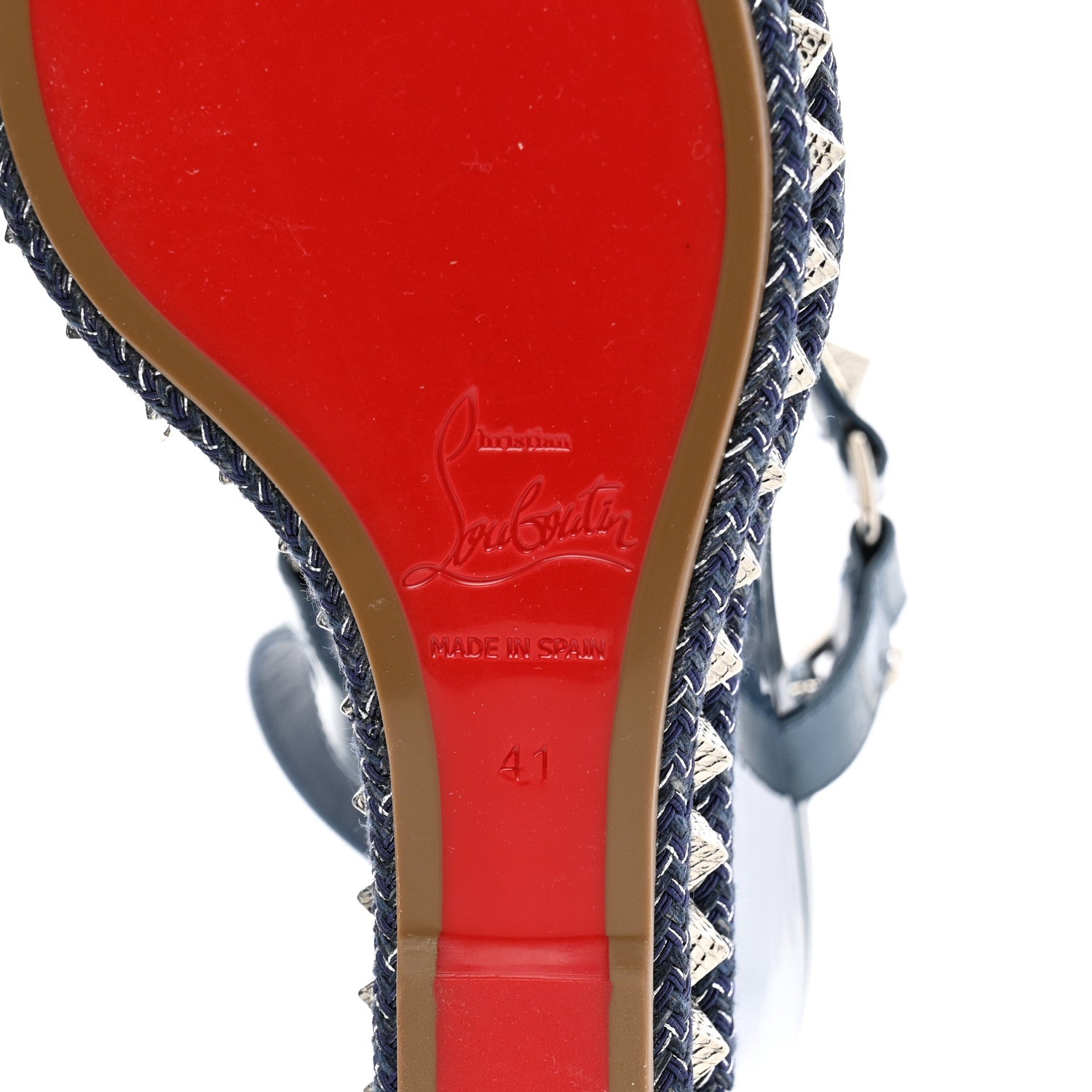 Christian Louboutin Patent Pyraclou 110 Wedge Sandals 41 Blue 8 of 10