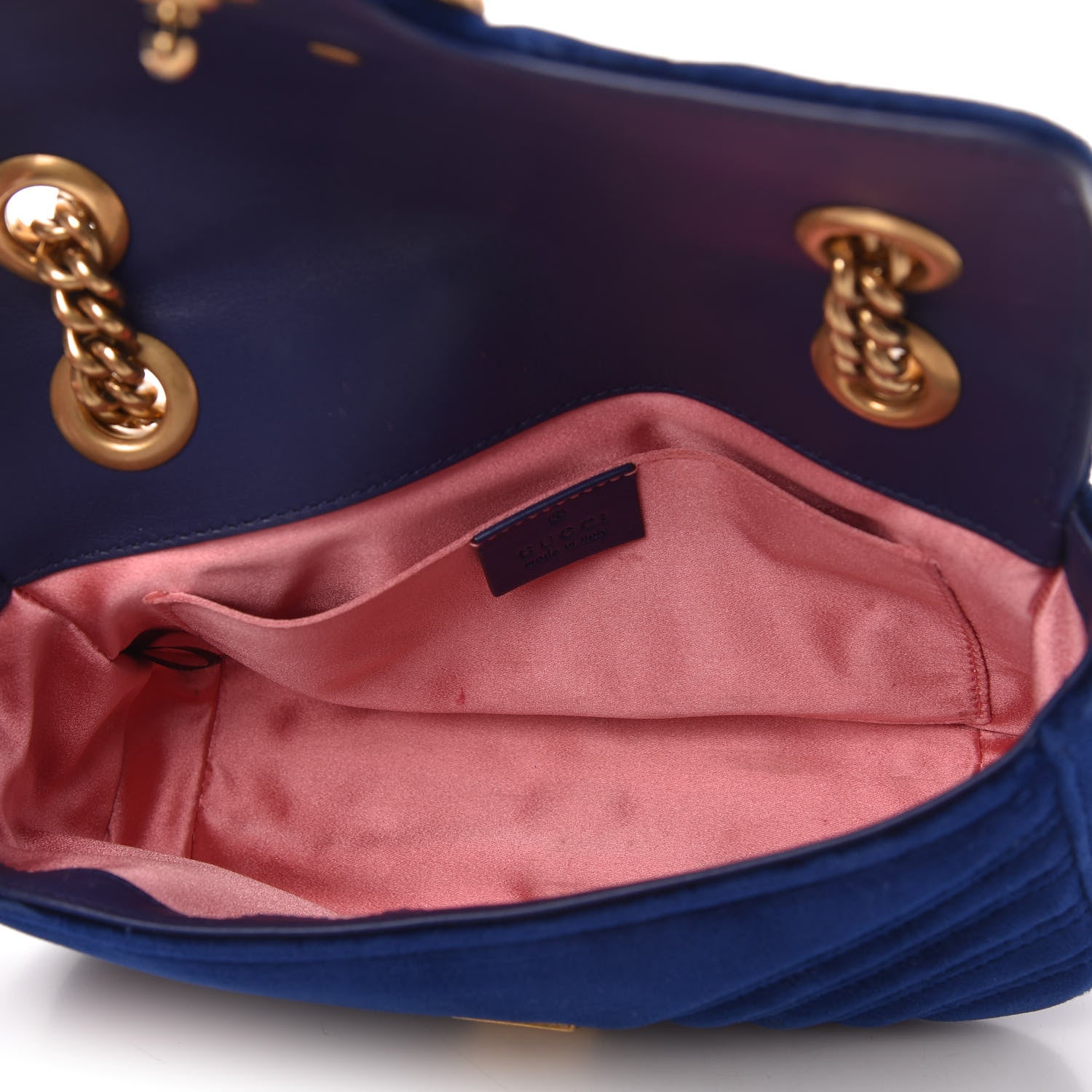 Gucci Velvet Matelasse Mini GG Marmont Shoulder Bag Cobalt Blue 5 of 10