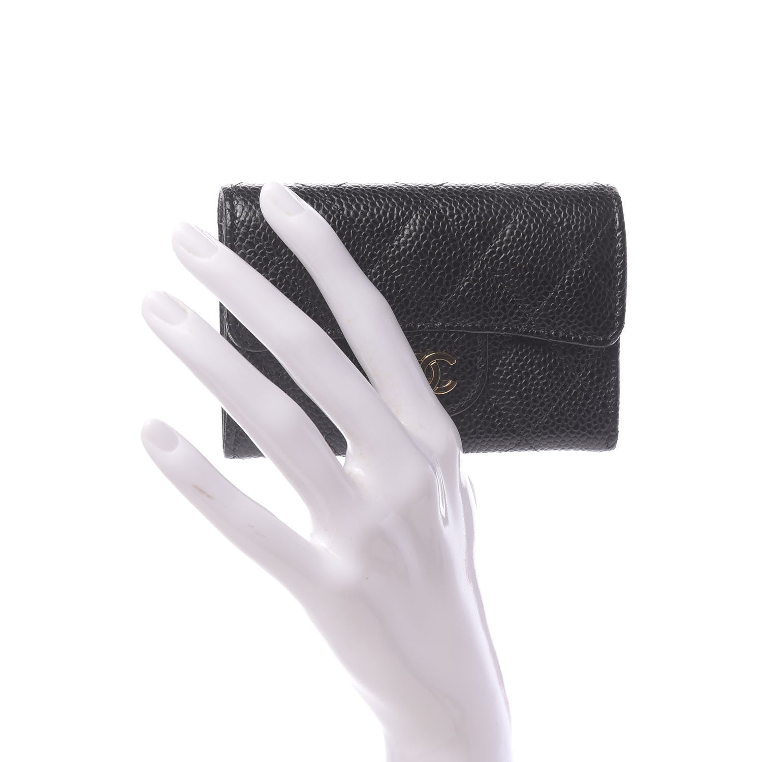 Chanel Caviar Quilted Flap Card Holder Wallet Black 2 of 9