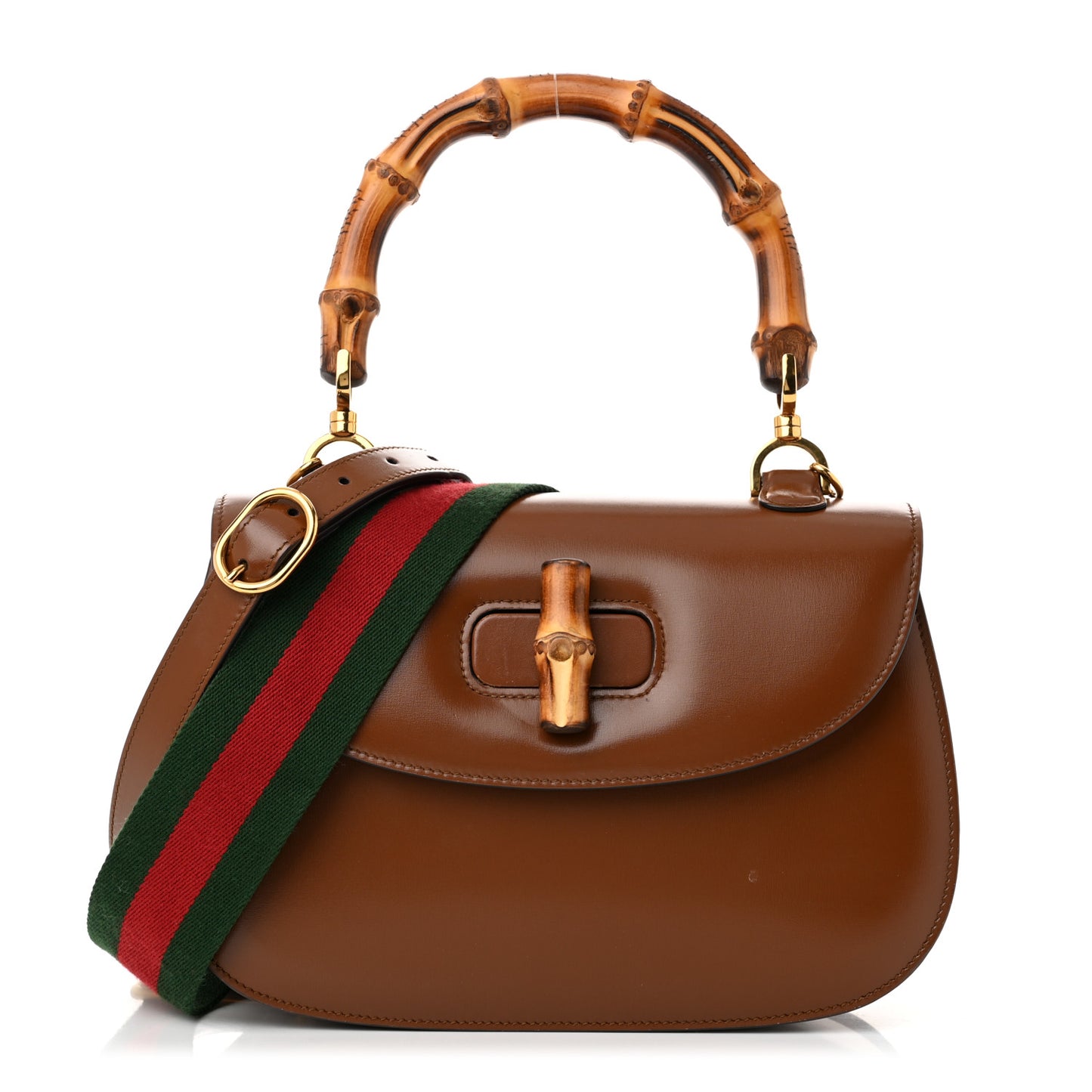Boarded Dyana Lux Calfskin Web Medium Bamboo 1947 Top Handle Bag Brown