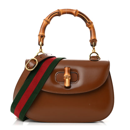 Gucci Boarded Dyana Lux Calfskin Web Medium Bamboo 1947 Top Handle Bag Brown 1 of 12