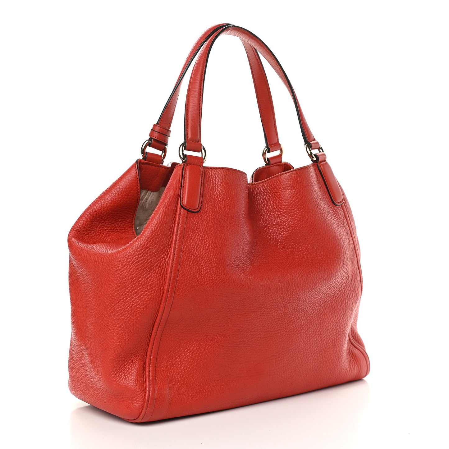 Pebbled Calfskin Medium Soho Shoulder Bag Red