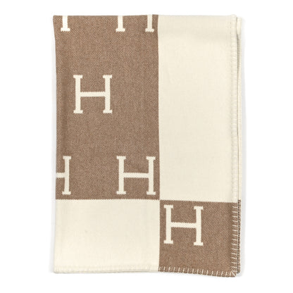 Hermes Wool Cashmere Avalon Baby Blanket Noisette Moyen White 1 of 3