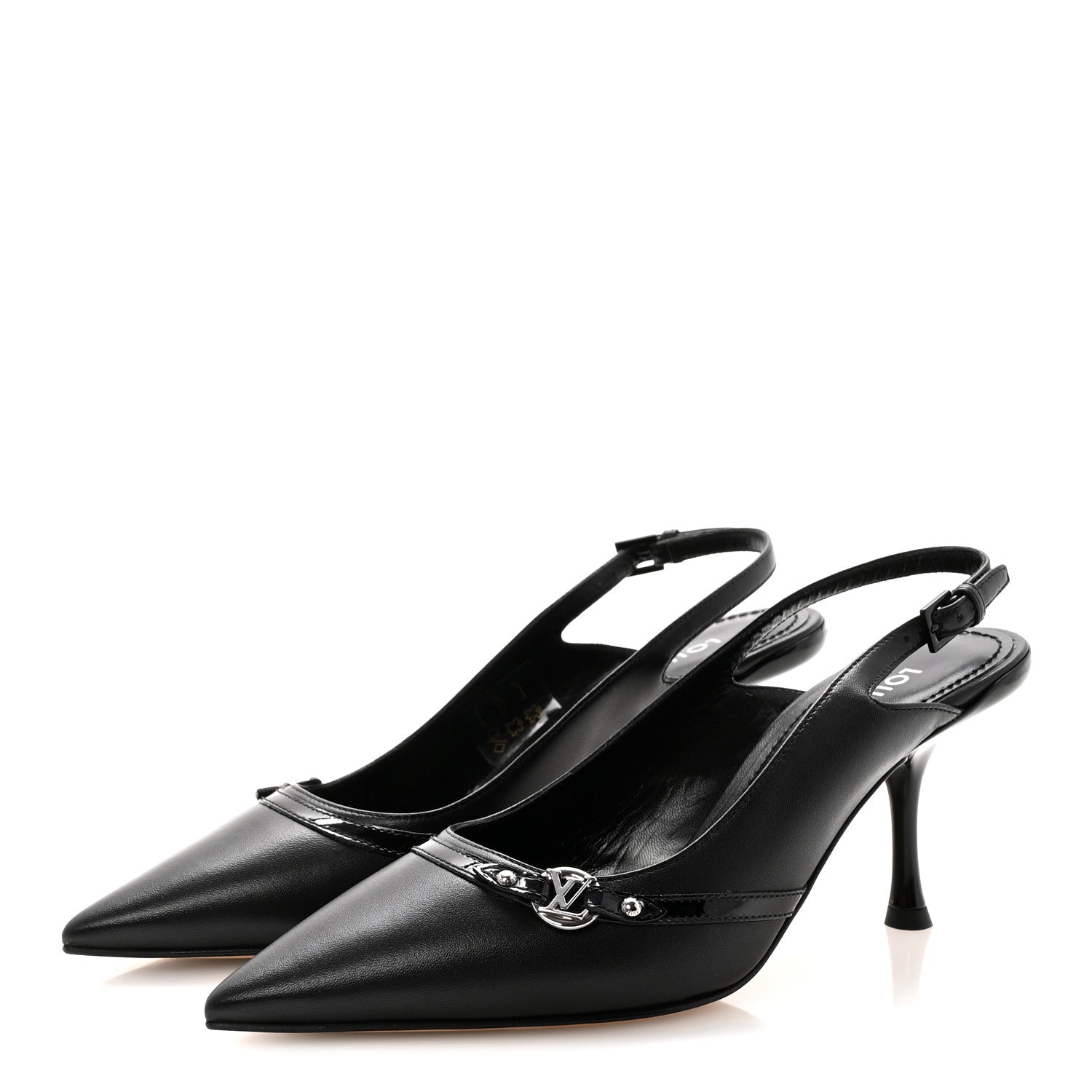 Louis Vuitton Lambskin 6AM Slingback Pumps 37.5 Black 4 of 9
