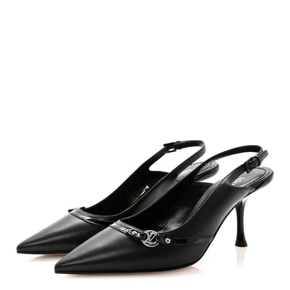 Louis Vuitton Lambskin 6AM Slingback Pumps 37.5 Black 4 of 9