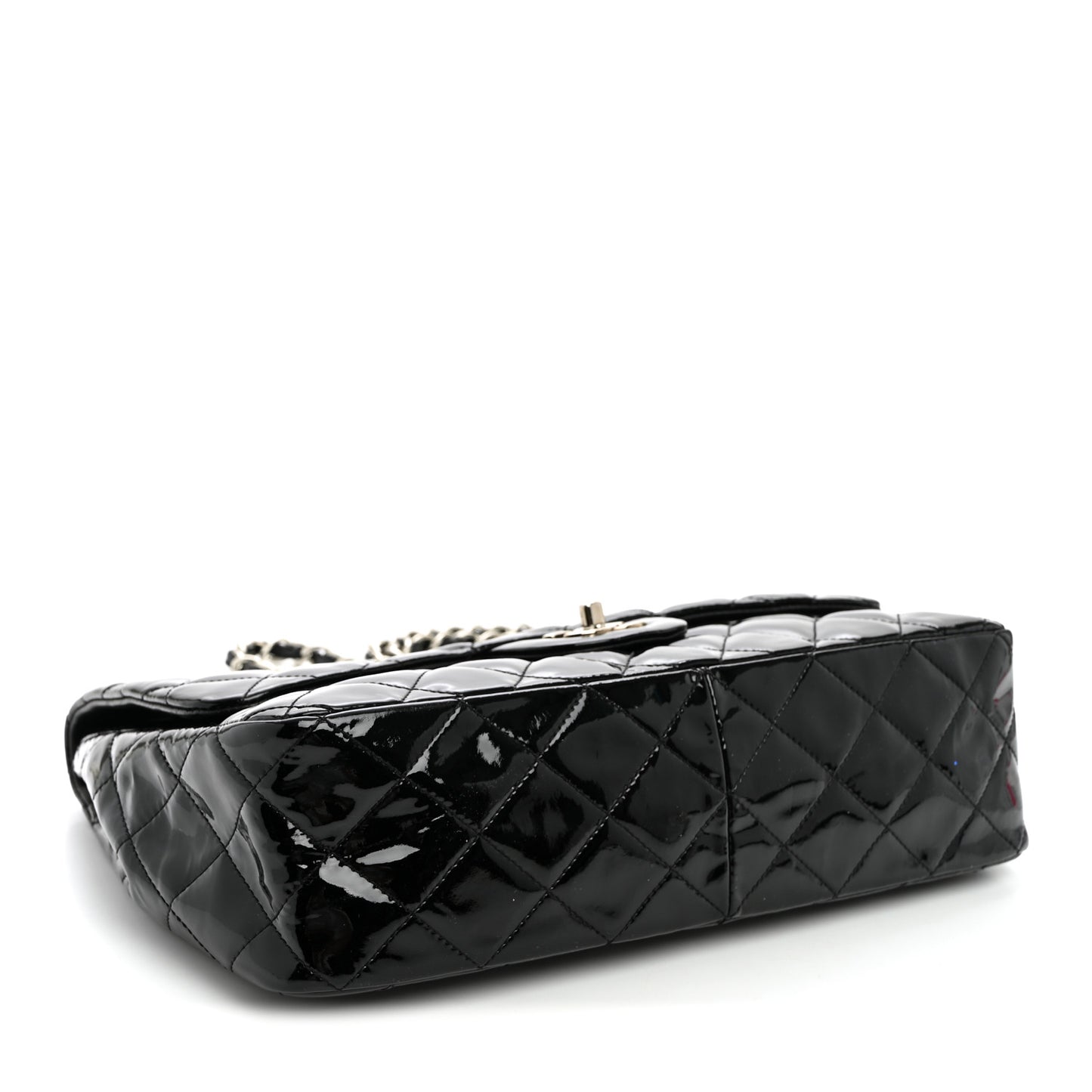 Patent Quilted Jumbo Single Flap Black