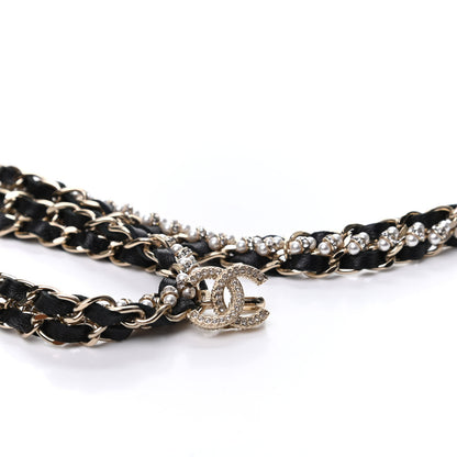 Chanel Lambskin Pearl Chain Crystal CC Fancy Belt 90 Black Gold 3 of 5