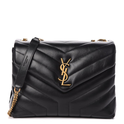 Saint Laurent Calfskin Y Quilted Monogram Small Loulou Chain Satchel Black 1 of 14