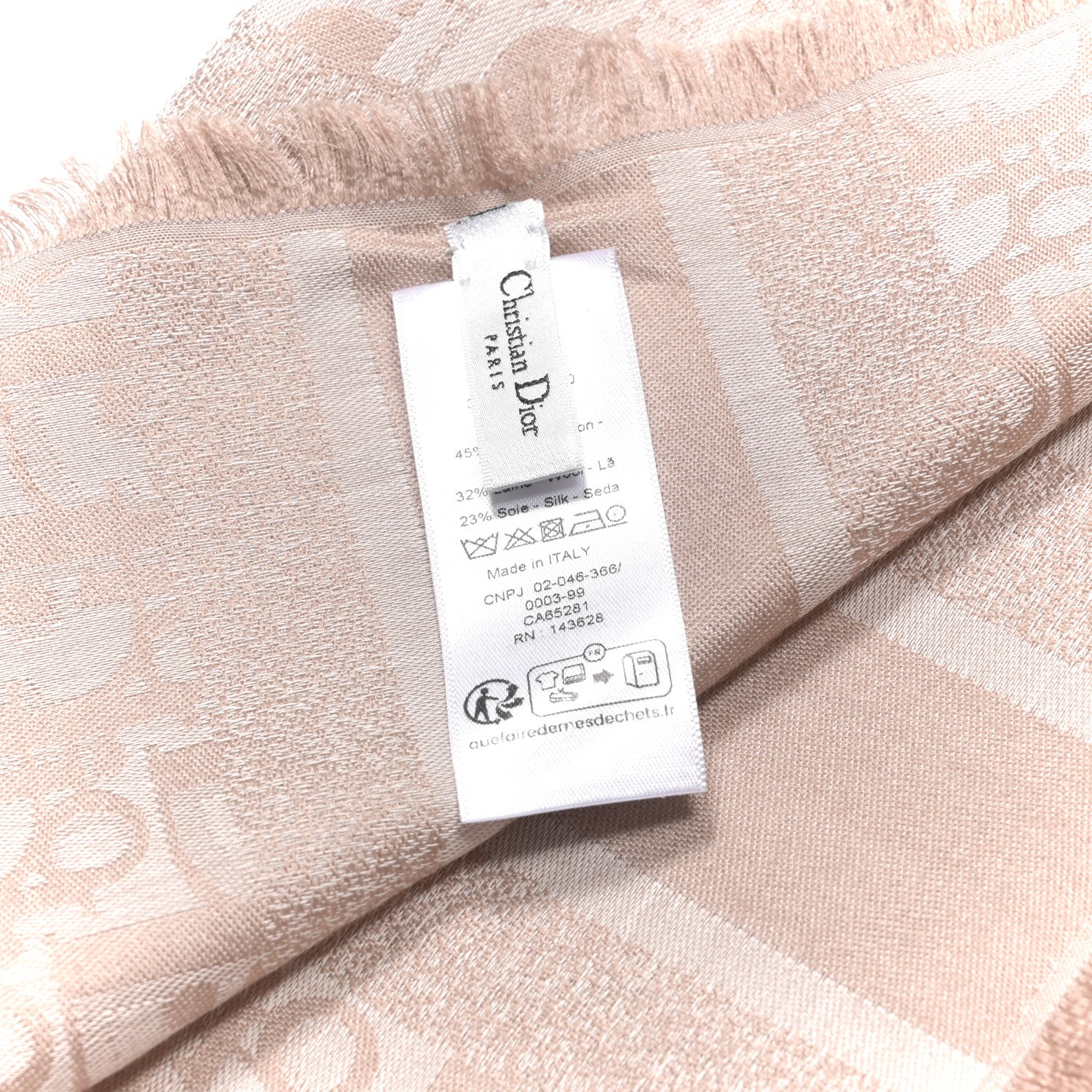 Christian Dior Cotton Wool Silk Oblique Stole Rose des Vents 3 of 3