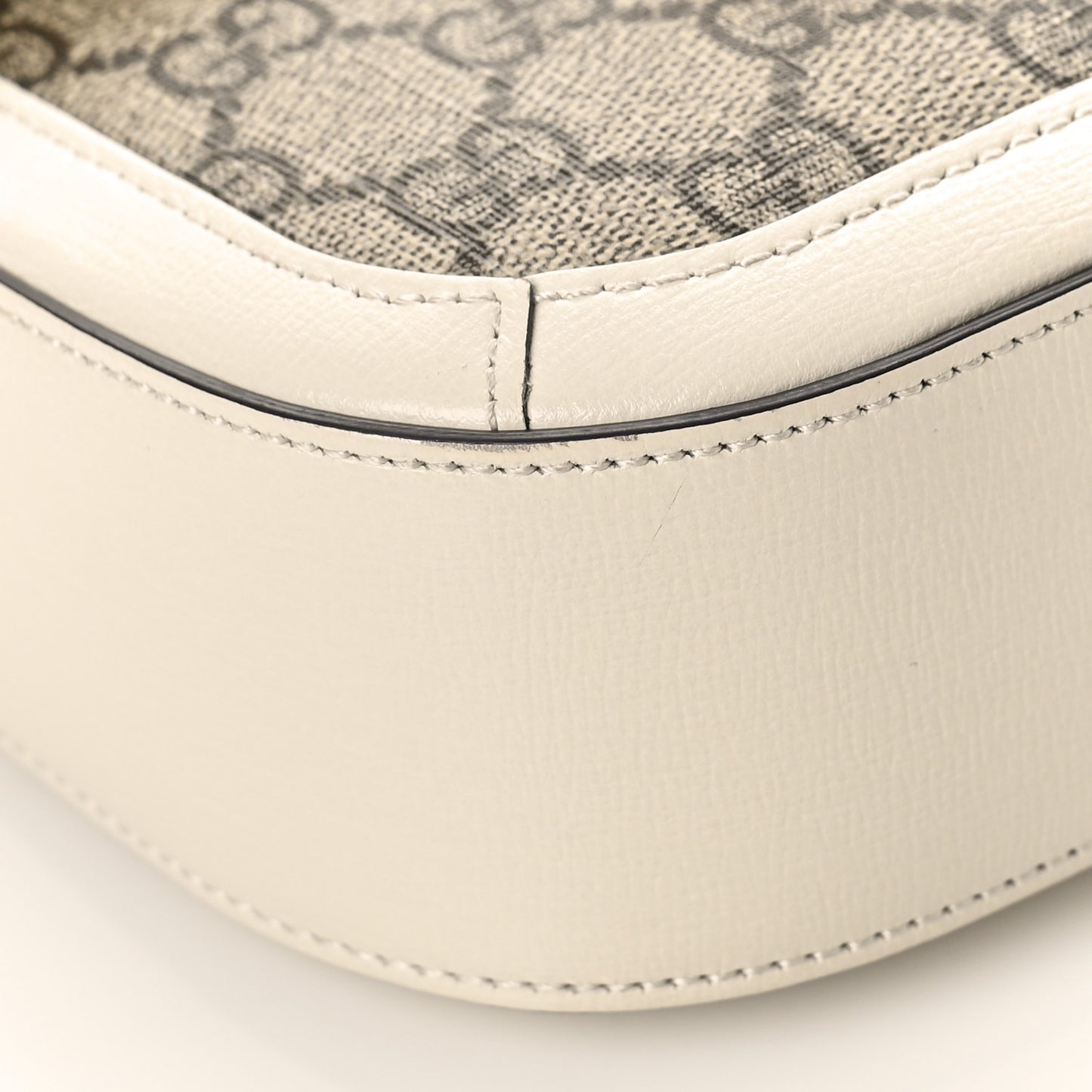 GG Supreme Monogram Web Mini Horsebit 1955 Shoulder Bag Beige Mystic White