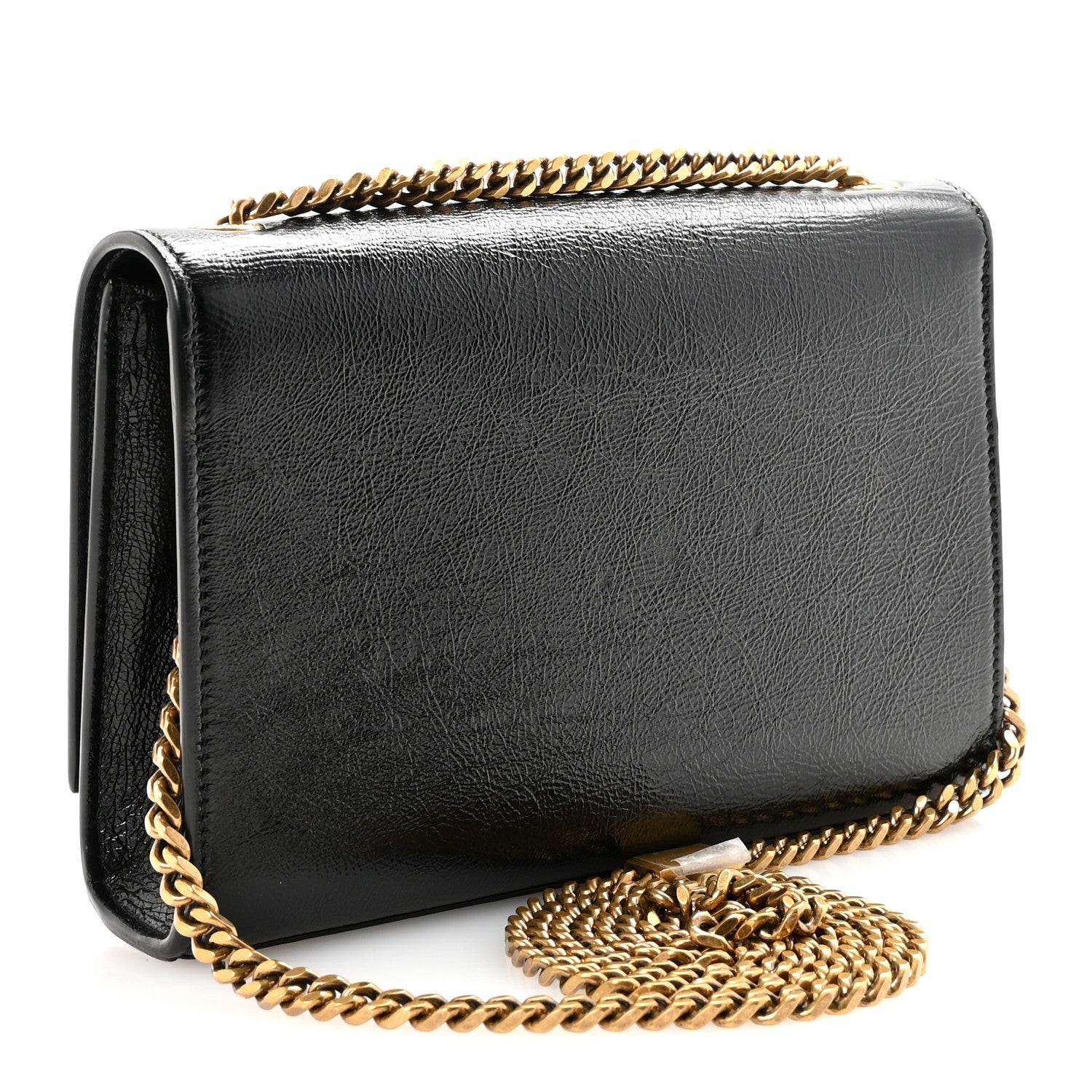 Saint Laurent Crinkled Calfskin Small Monogram Kate Satchel Black 3 of 9