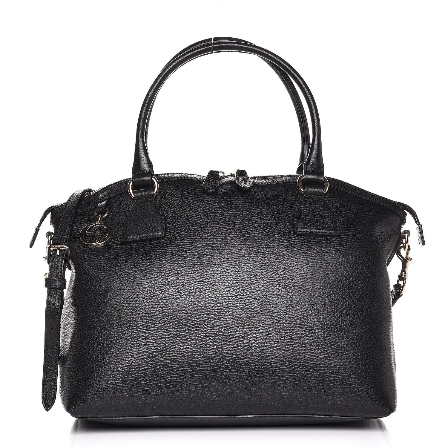 Gucci Dollar Calfskin GG Charm Dome Satchel Black 1 of 8