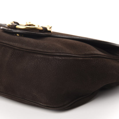 Gucci Nubuck Ribot Horse Heads Flap Bag Brown 7 of 10