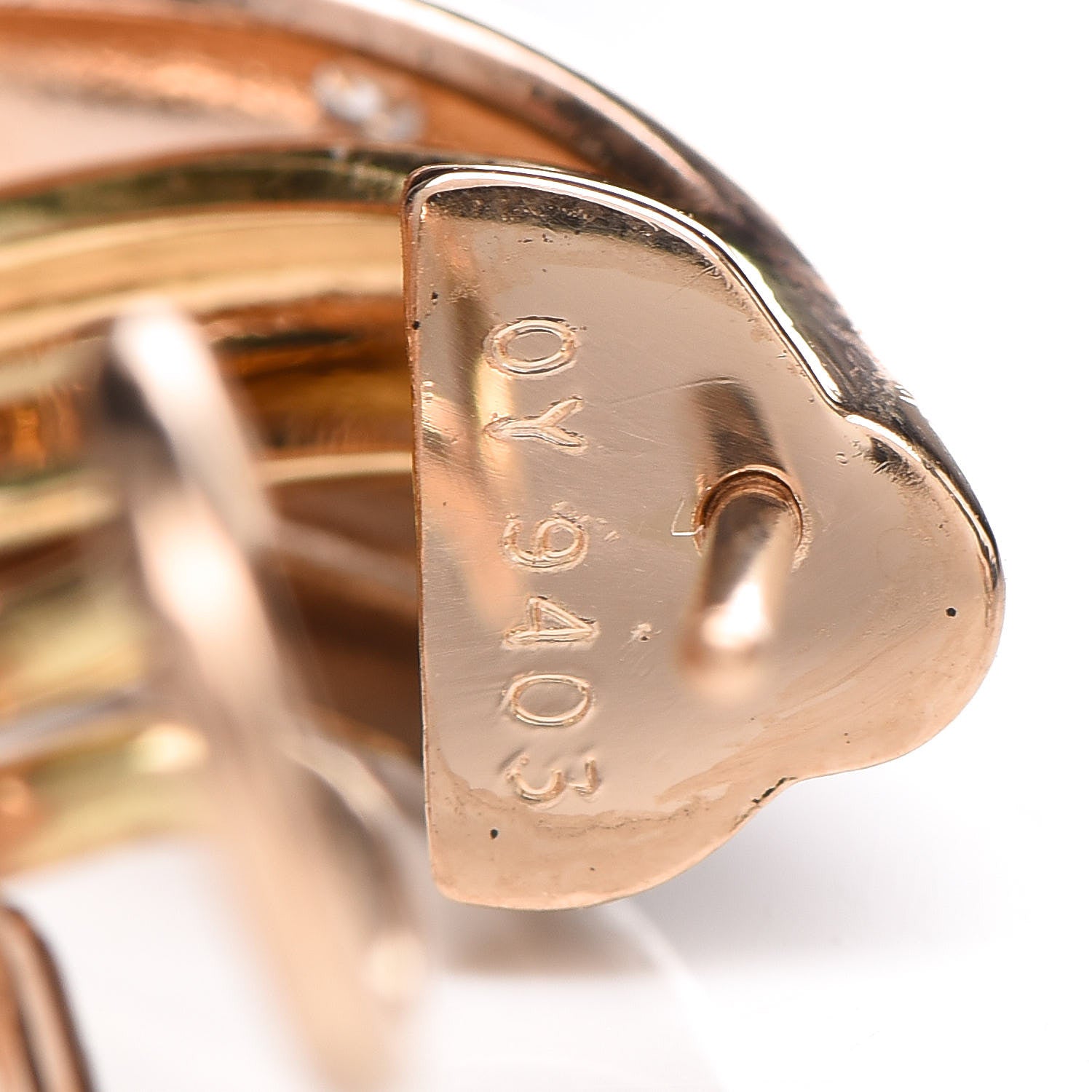 Cartier 18K Pink Yellow White Gold Diamond Trinity Hoop Earrings 4 of 4