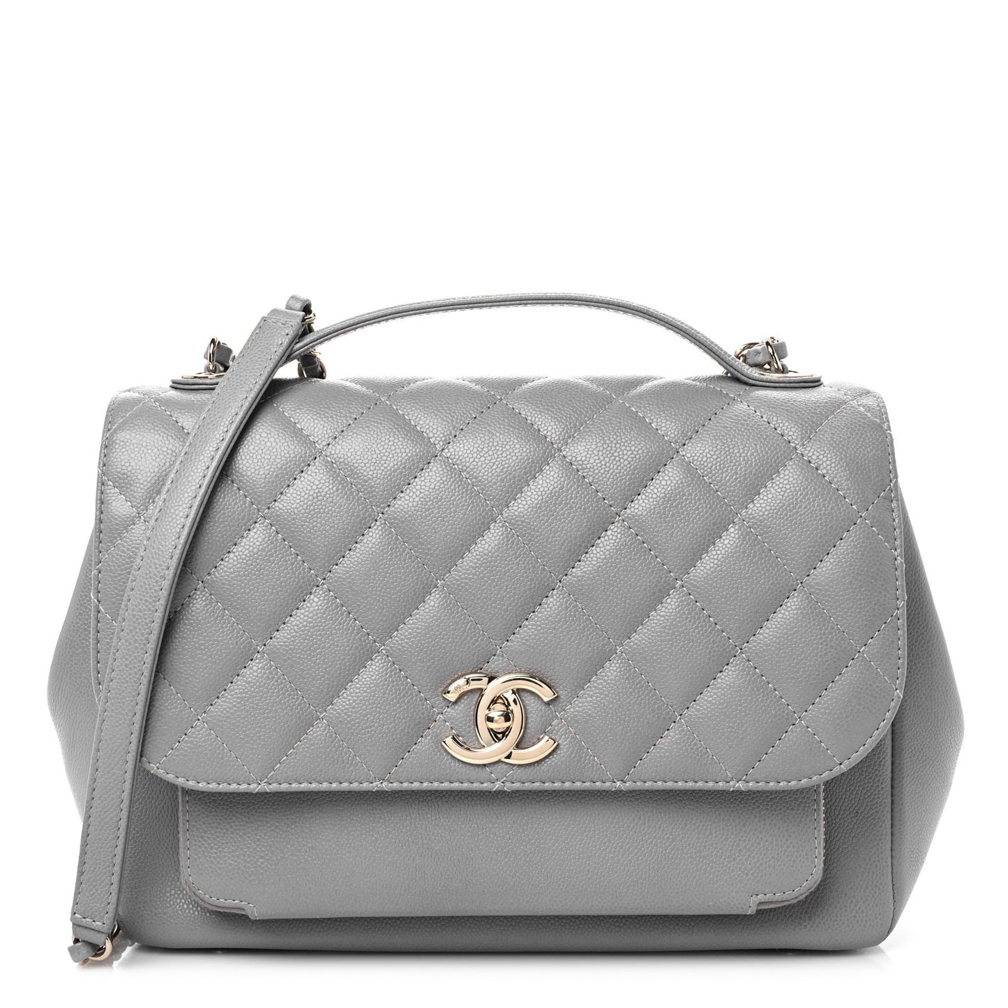 Caviar Quilted Large Business Affinity Flap Grey