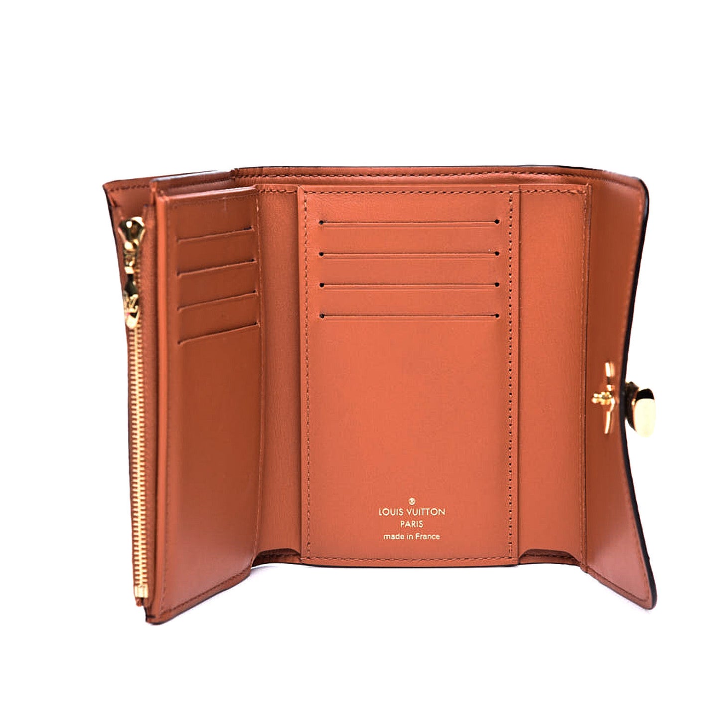 Monogram Flower Lock Compact Wallet Caramel