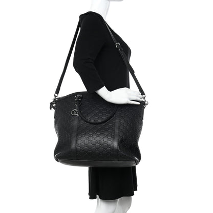 Gucci Guccissima Large GG Charm Convertible Dome Satchel Black 2 of 11