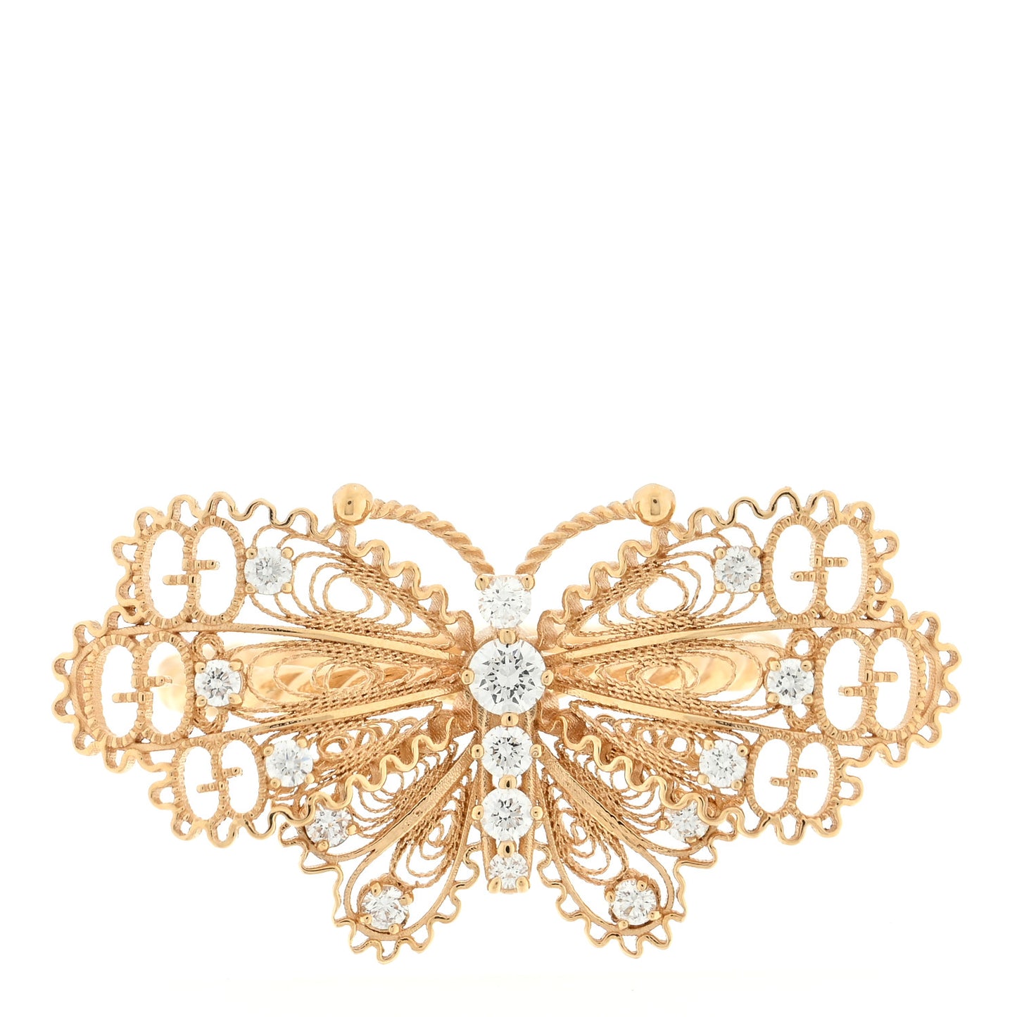 18K Yellow Gold Diamond Butterfly Ring 53 6.25