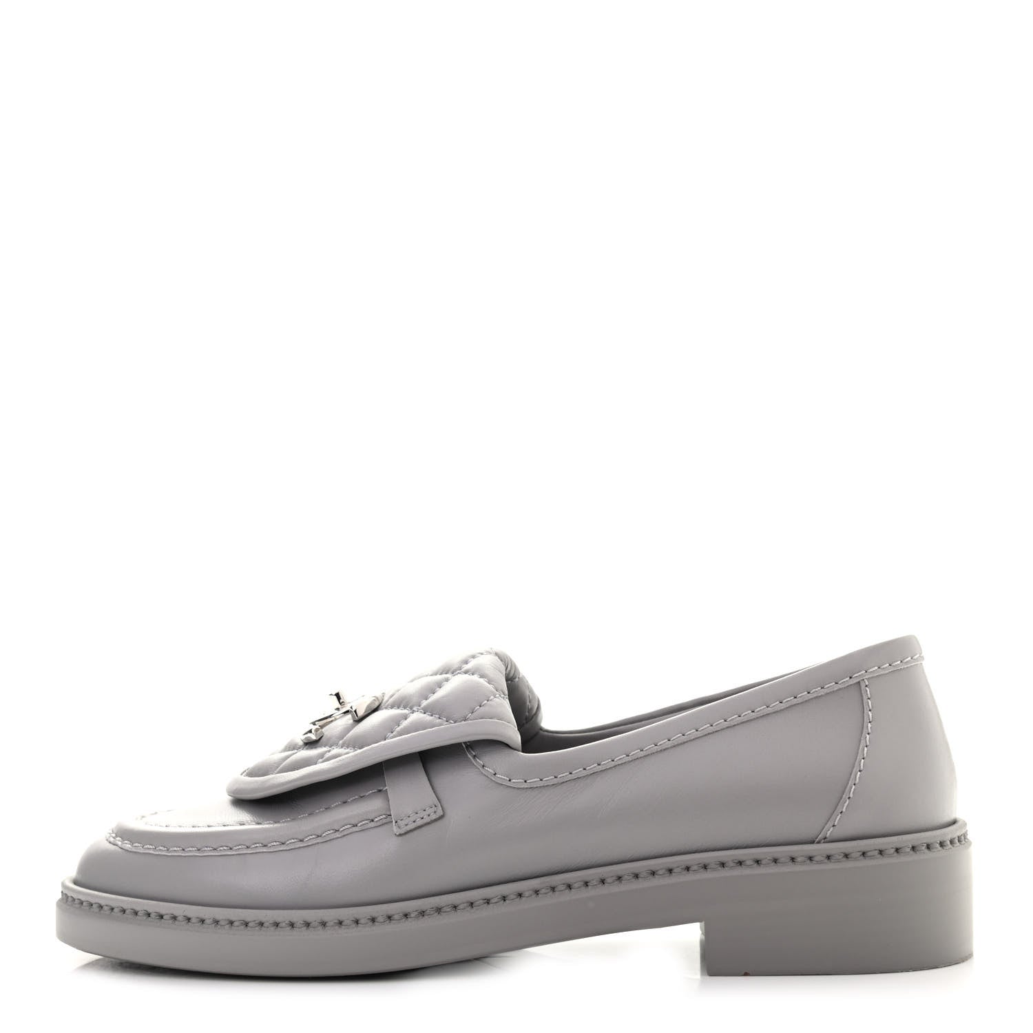 Chanel Lambskin Quilted CC Turnlock Loafers 36 Grey 1 of 11