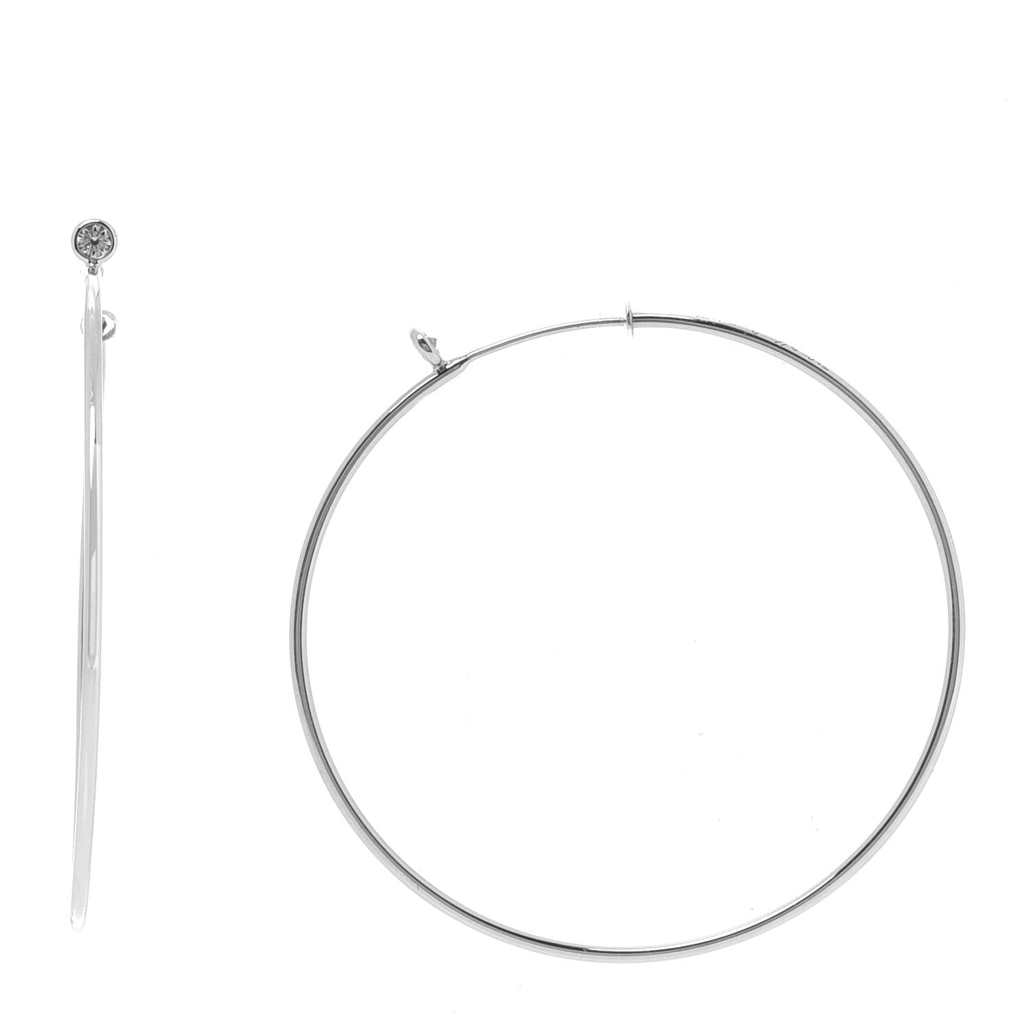 Tiffany Sterling Silver Diamond Medium Elsa Peretti Hoop Earrings 1 of 4