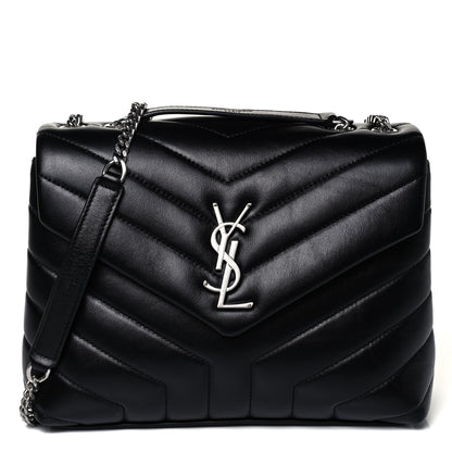 Saint Laurent Calfskin Y Quilted Monogram Small Loulou Chain Satchel Black 1 of 9