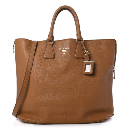 Prada Vitello Daino Side Zip Tote Cannella 1 of 5