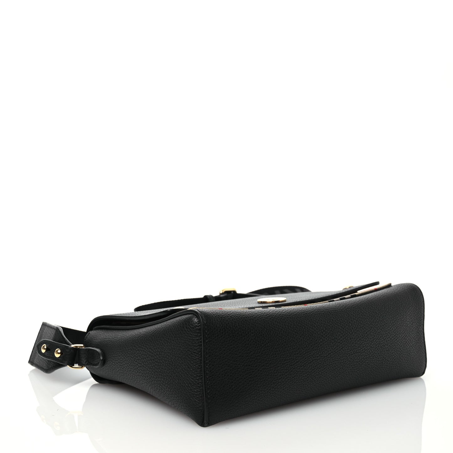 Grainy Calfskin Vintage Check Note Crossbody Bag Black