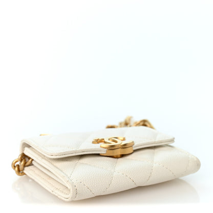 Chanel Caviar Quilted Bracelet On Chain Clutch White 4 of 12