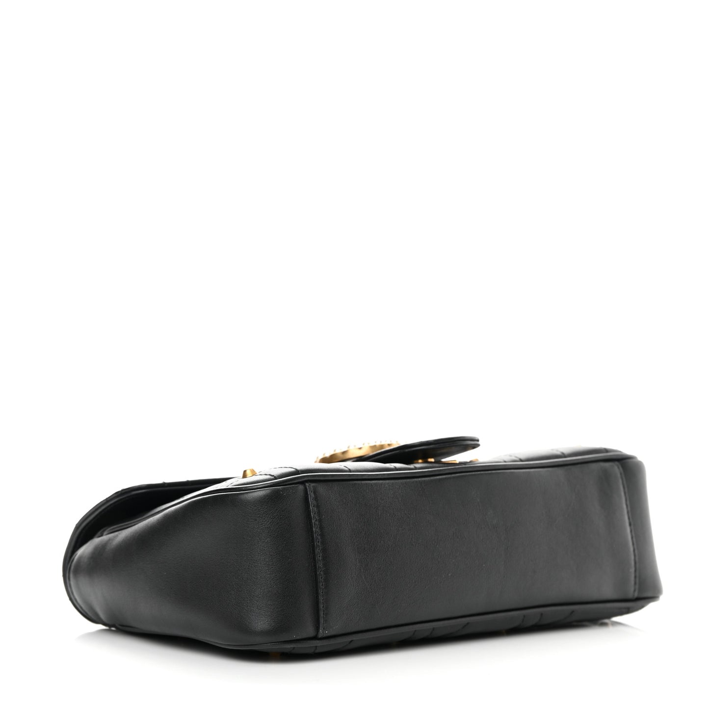 Calfskin Matelasse Studded Small Pearly GG Marmont Shoulder Bag Black