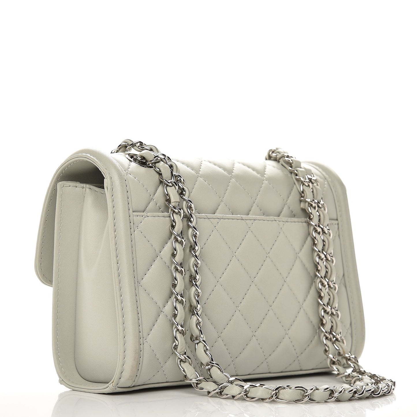 Lambskin Quilted Small Geometric Flap Light Grey