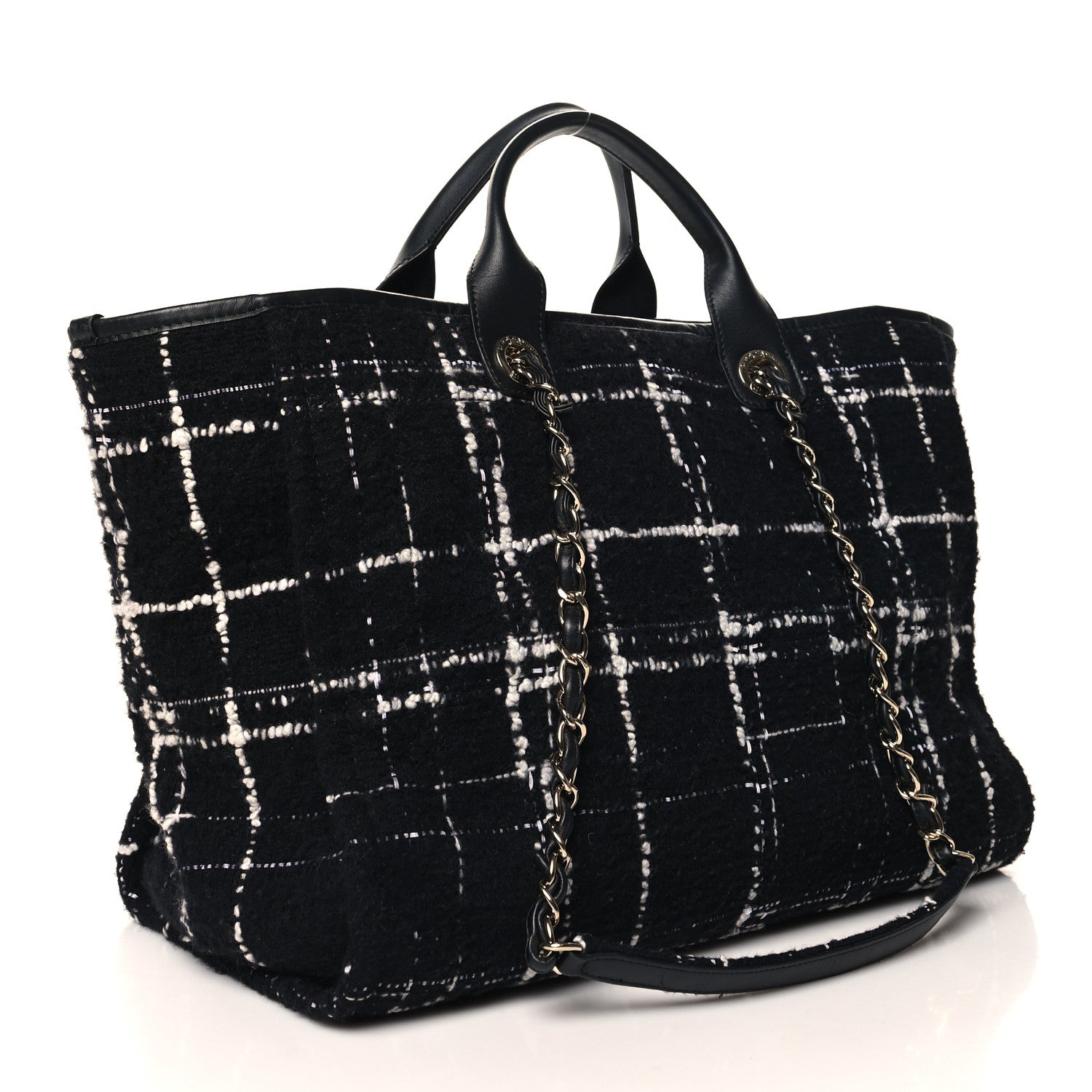 Chanel Tweed Medium Deauville Tote Black White Multicolor 4 of 11