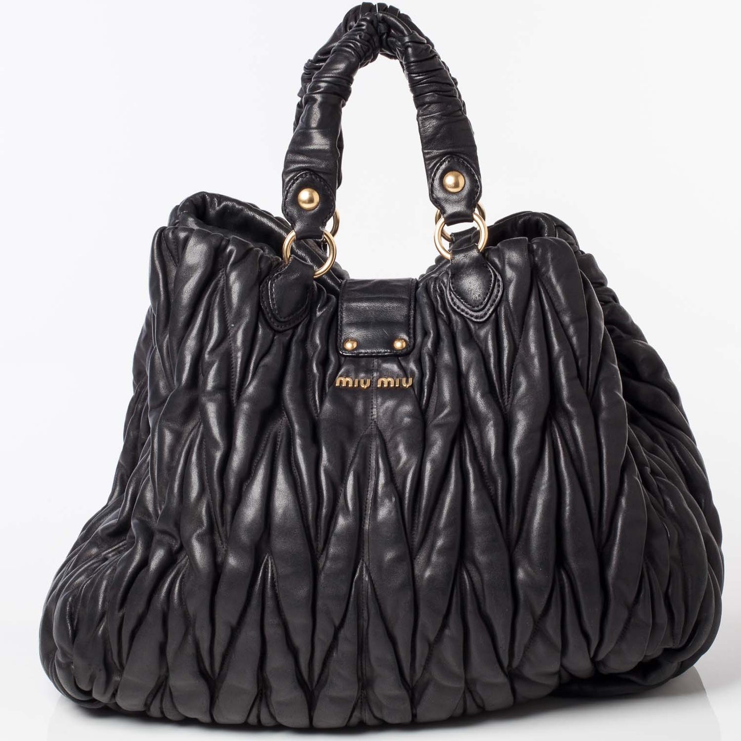 Leather Matelasse Tote Black