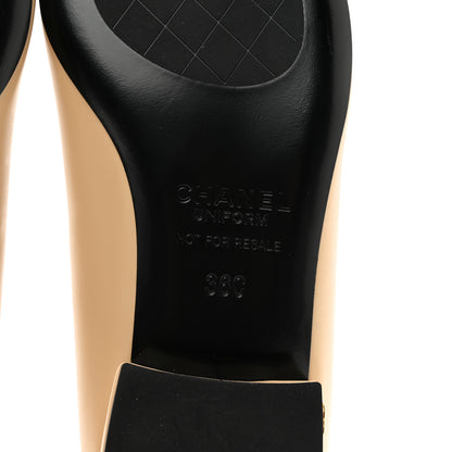 Chanel Lambskin Cap Toe CC Uniform Ballerina Flats 36 Beige Black 6 of 9