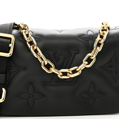 Louis Vuitton Calfskin Bubblegram Wallet On Strap Black 7 of 9