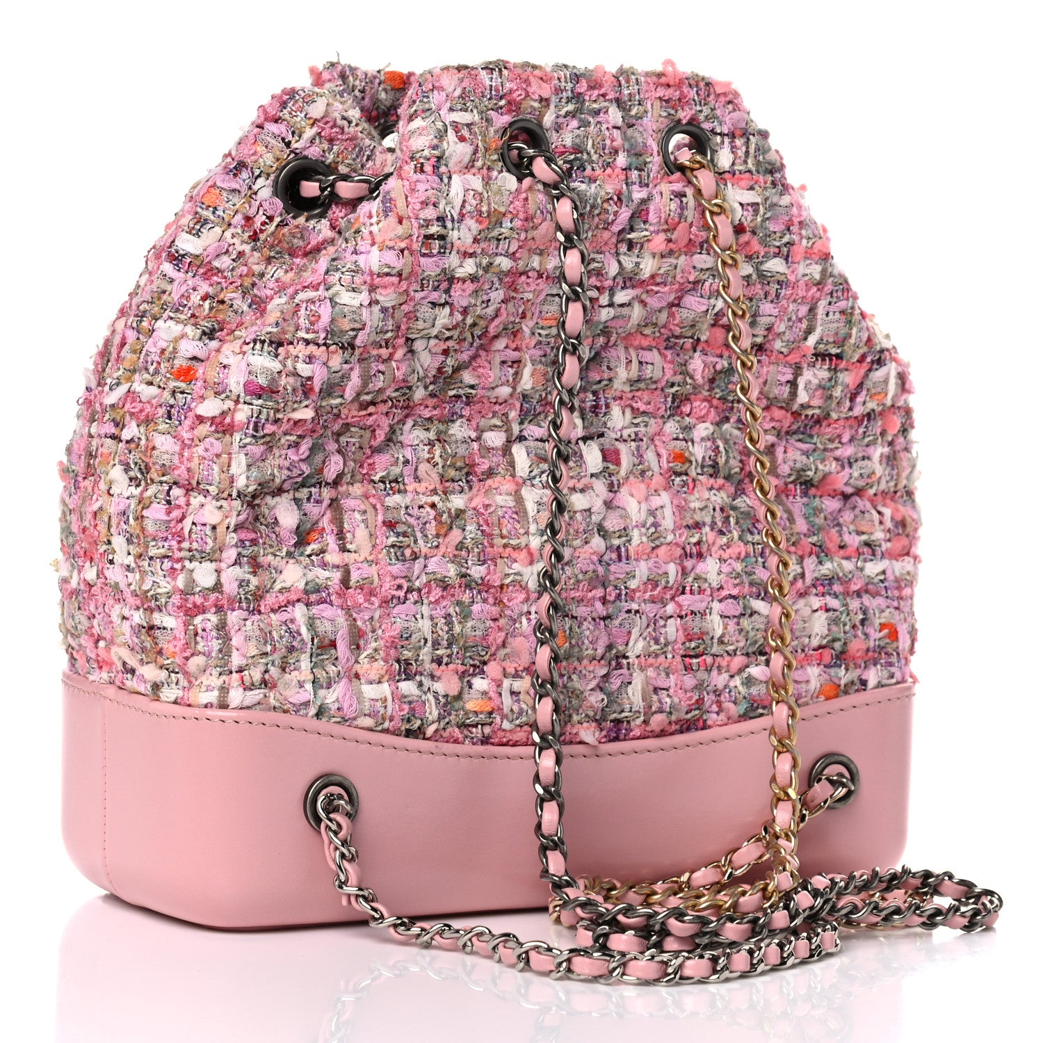 Chanel Tweed Calfskin Quilted Gabrielle Backpack Pink 3 of 14