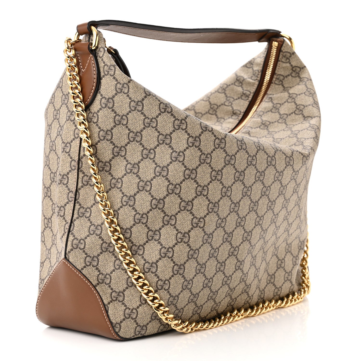 Gucci GG Supreme Monogram Large Linea A Hobo Light Brown 3 of 15