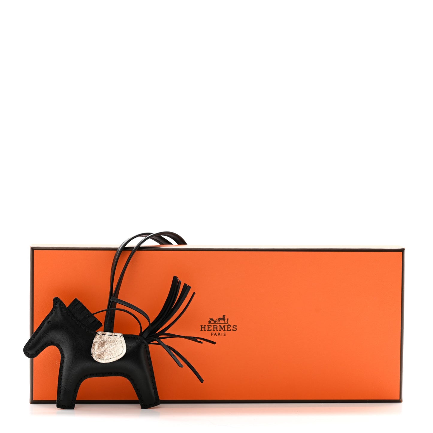 Milo Lambskin Matte Niloticus Crocodile Himalaya Touch Grigri Rodeo Horse Bag Charm PM Black White
