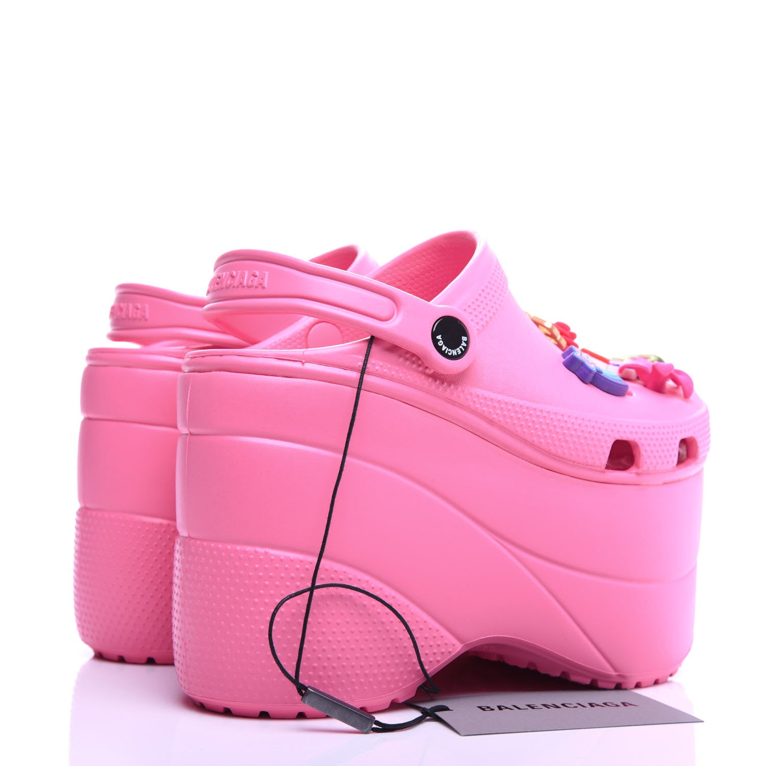 Balenciaga X CROCS Rubber Textured Womens Platform Sandals 36 Rose Bonbon 4 of 9