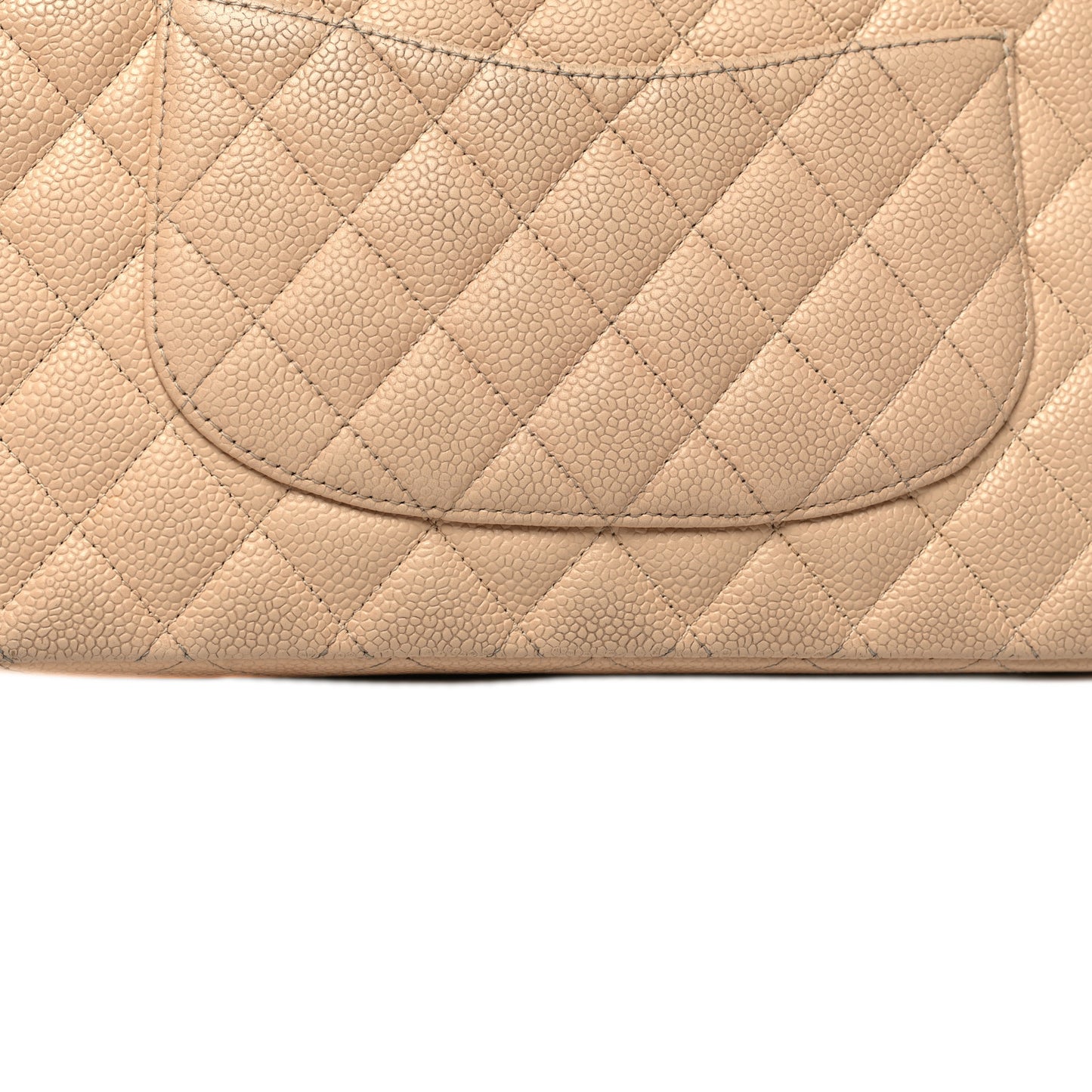 Caviar Quilted Medium Double Flap Beige