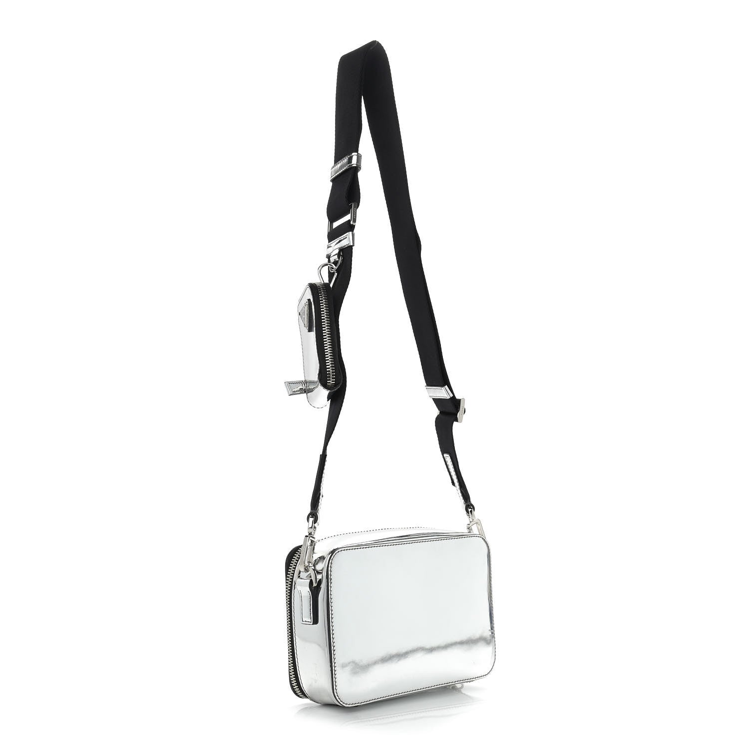 Prada Spazzolato Small Brique Crossbody Bag Argento 3 of 12